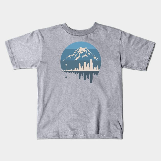 Seattle - Mount Rainier Kids T-Shirt by Tanimator